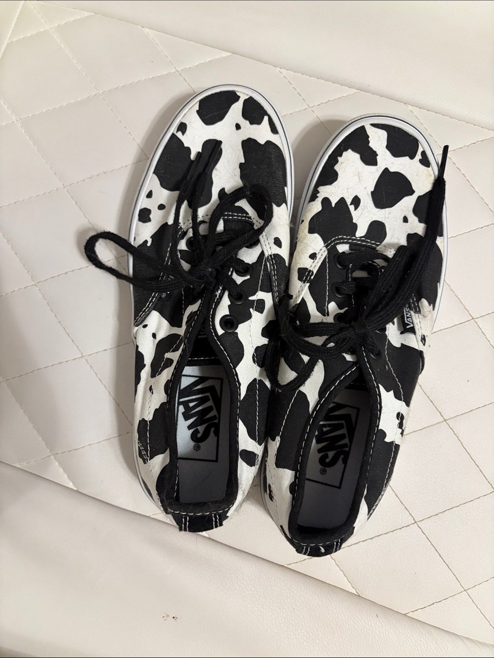 Vans Black & White Cow-Pattern Low Top Sneakers